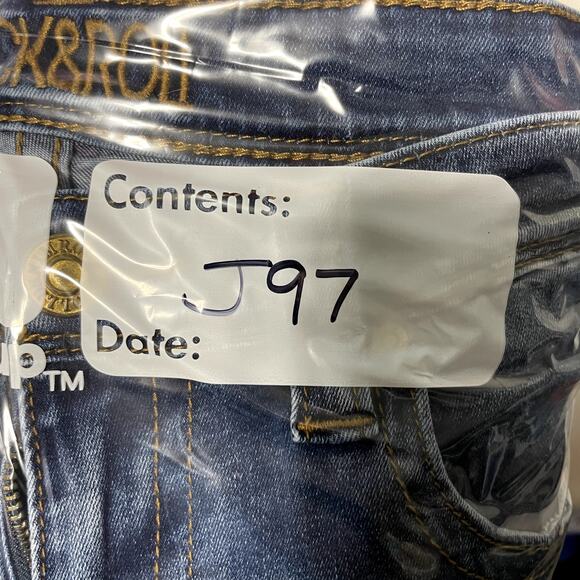 Rock & Roll Cowgirl High Rise Palazzo Flare Jeans Dark Wash Slit Hem - Size 27 - Picture 11 of 11